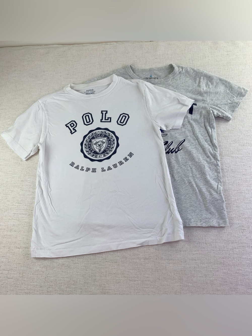Set of 2 boy's short sleeve graphic tee crew neck white gray